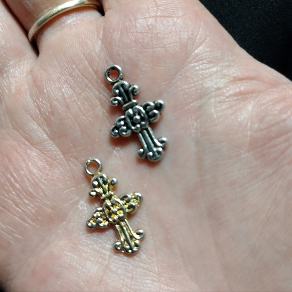 Silver and Gold Cross Pendant Set - Picture 6 of 7
